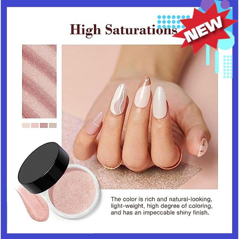 AZUREBEAUTY Dip Powder Nail Kit Starter, All Season Nude Skin Glitter 4 Colors Dipping Powder Liquid Set Recycling Tray with Base & Top Coat Activator for French Nail Art Manicure Salon DIY at Home.