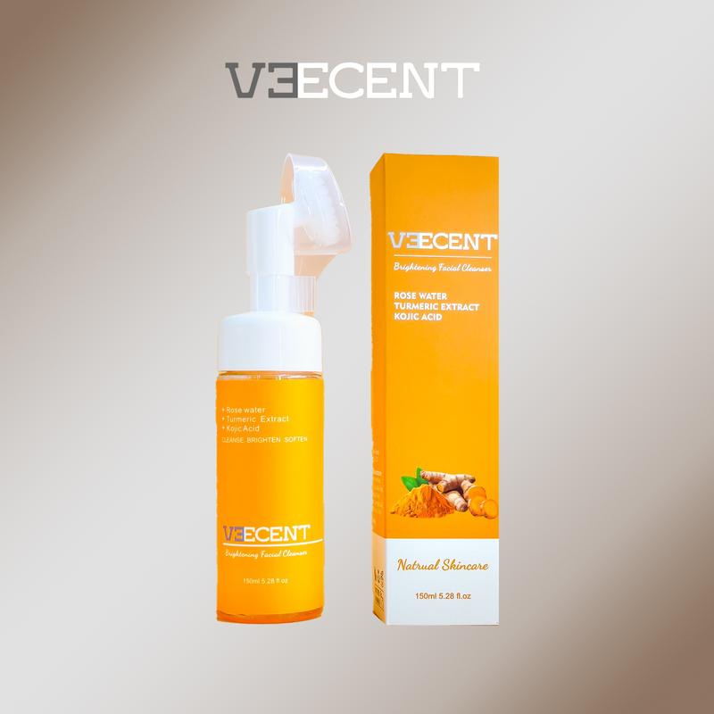 Black Friday Veecent 150ml Turmeric + Kojic Acid Foaming Facial Cleanser + Silicone Brush Cleansing Skincare