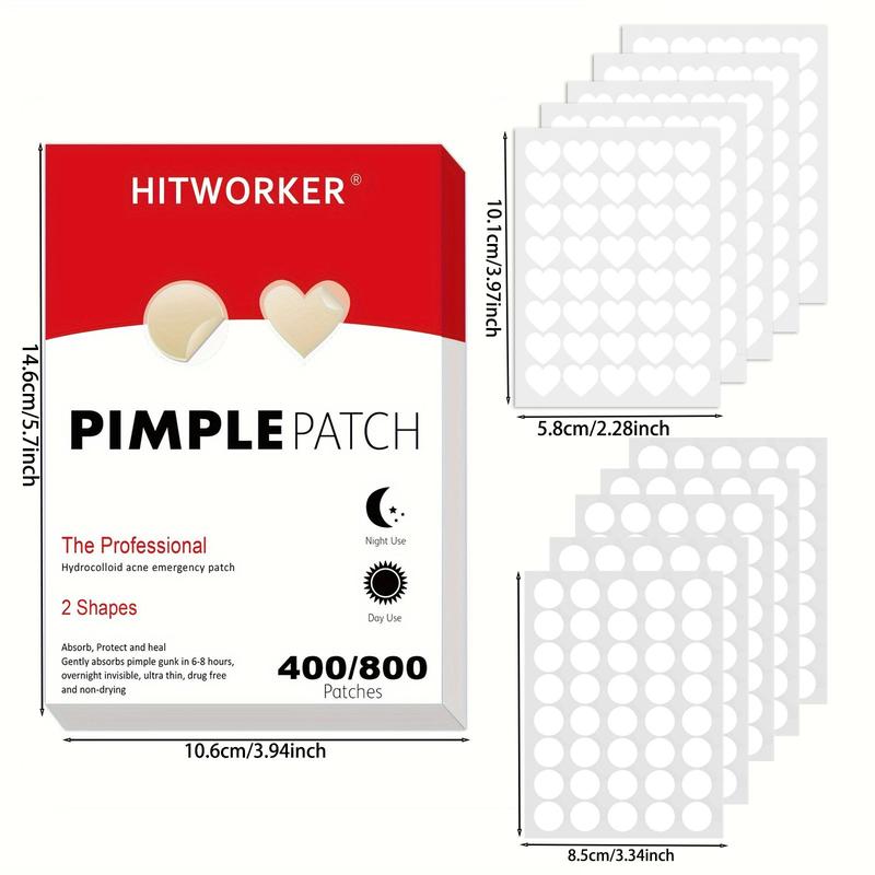 Heart & Round Shaped Hydrocolloid Pimple Patches, 400pcs box Invisible Acne Patches, Facial Skin Care Patches, Acne Cover Patches, Skin Care Products