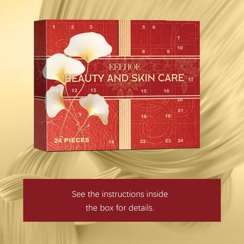 Skincare Advent Calendar 2024 - Beauty Skin Care Advent Calendar Christmas 24 Days Countdown Calendar Makeup Surprise Set, 24 Variety Skincare Products Set Includes Essence Serum Cream, Etc, 10g Per (Red) Gift Flawless Moisturizing Skin Repair Comfort