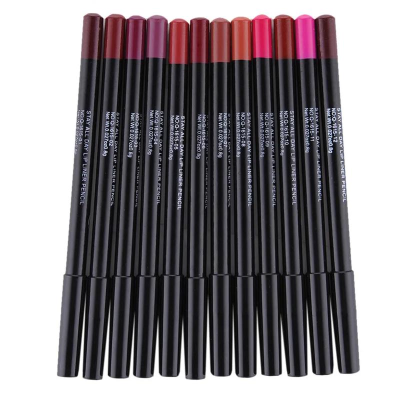 12pcs Waterproof Long Lasting Smooth Natural  Lipliner