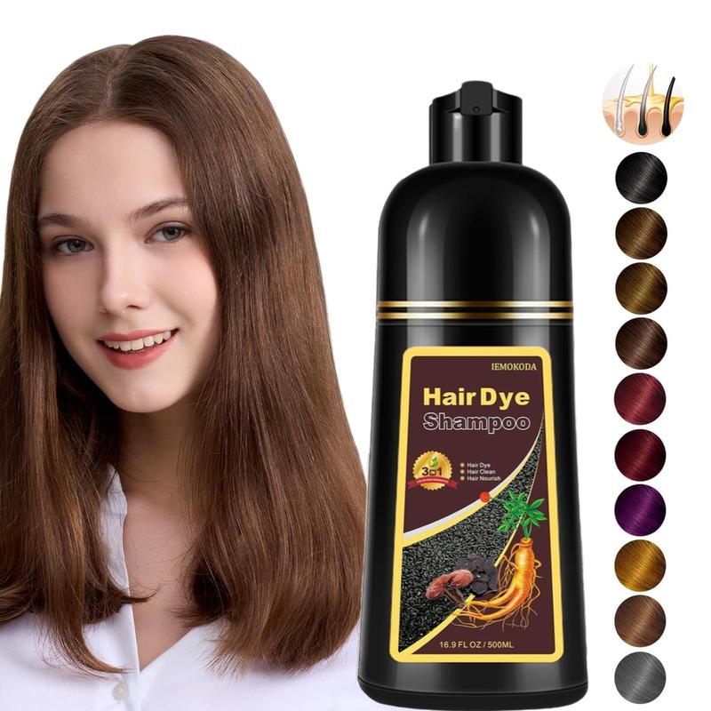 Instant Hair Dye Shampoo for Grey Coverage, 3-in-1 Natural Herbal Dye for Women & Men, Long-Lasting Color Haircare, Champu Para Canas