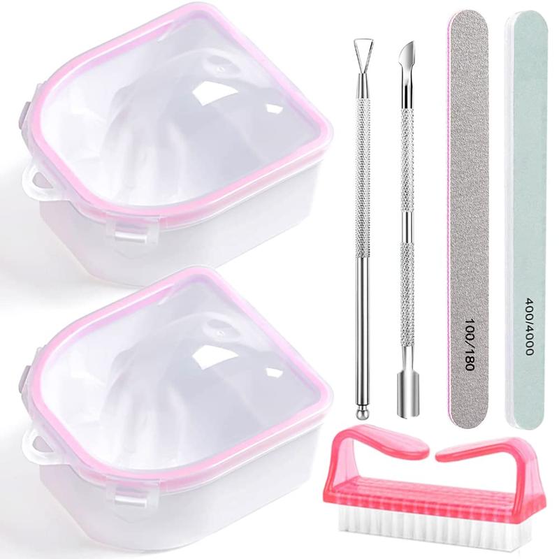 Nail Soaking Bowl, Gel Nail Polish Remover Kit, Manicure Bowl for Hand, Dip Powder Remover Tools, Nail Soak Off Bowl for Acrylic Nails, Nail Brush, Cuticle Pusher, Cuticle Peeler, 100180 Nail File,