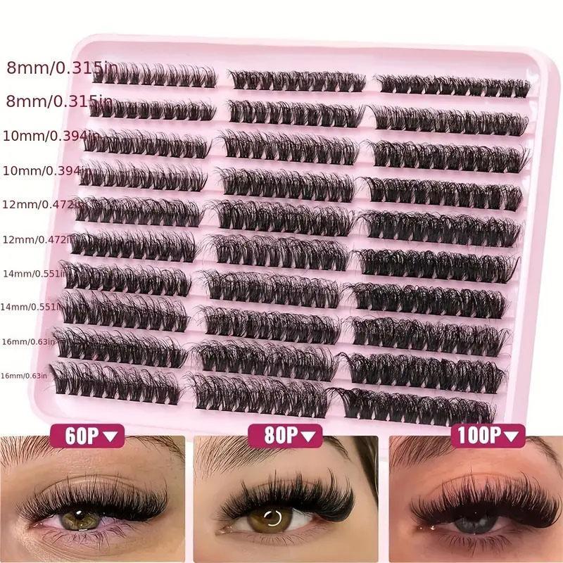 Mixed Length Individual False Eyelashes, Natural Look Eyelash Extensions, Self Grafting Curl Eyelashes for Christmas Gift, Eye Makeup Enhancement False Eyelashes