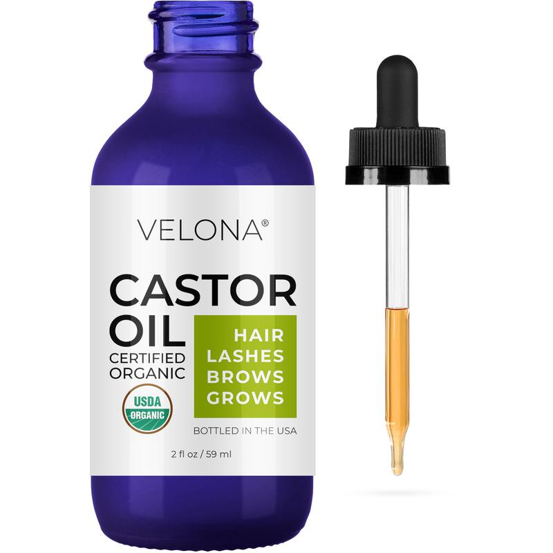 velona USDA Certified Organic Castor Oil - 2 fl oz | Stimulate Growth Eyelashes, Eyebrows, Hair | Cold pressed, Natural Oil, USP Grade | Hexane Free, Lash Boost Serum, Caster | Starter Kit…