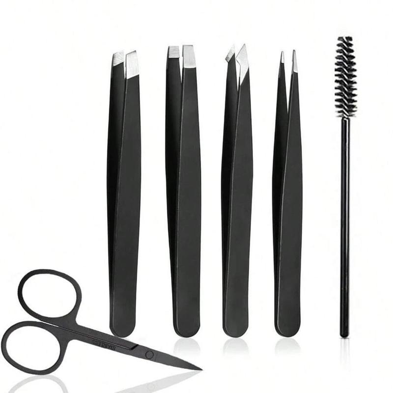 Eyebrow Tweezers Set with Curved Scissors & Eyelash Brush, 1 Set Multifunctional Eyebrow Clip, Professional Makeup Tools for Women