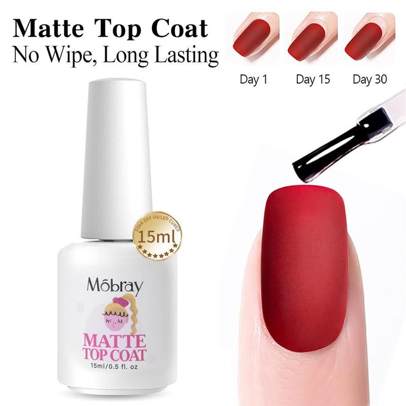 Matte Top Coat, 1 Box Long Lasting Nail Art Gel, UV LED Nail Art Gel Soak Off Gel Polish for Women & Girls Nail Salon and Family Daily Nail Styling Use