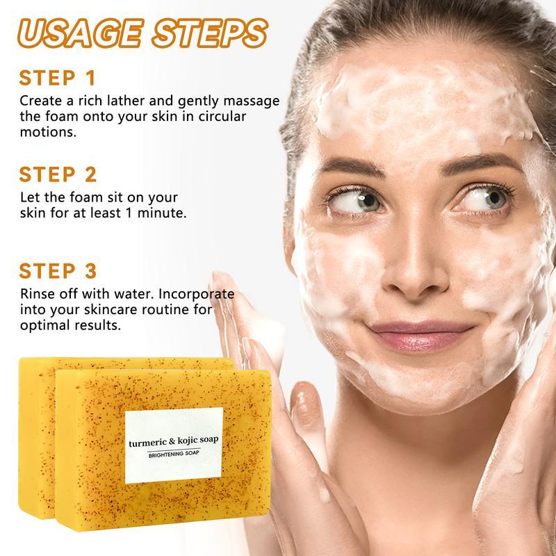 Turmeric & Kojic AcidBrightening Soap, Kojic Acid Soap, SoapBody Care Body Wash Lemon FlawlessOrganic Facial Cleansing Skincare SkinRepair Radiant