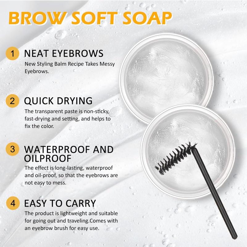 Soap brows kit, 2 pcs set eyebrow freeze styling wax, long-lasting eyebrows enhancer shaping clear tint gel, eye brow makeup balm pomade cosmetics (2PCs 01 #)