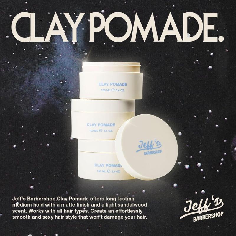 Jeff's Barbershop Clay Pomade, Sandalwood Scent