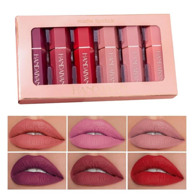 Long-lasting Matte Lipstick Set, 6 Counts box Waterproof Moisturizing Lipstick, Suitable for All Occasions Lip Makeup, Girls and Women Makeup Accessories