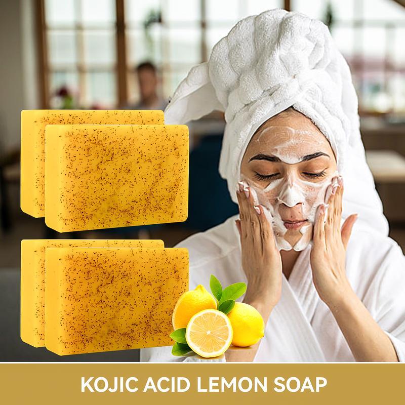 3PCS Lemon Turmeric Kojic Acid Soap for Hyperpigmentation，Reduce Dark Spot，Balance uneven skin，soap bar with lemon Vitamin C，Kojic Acid，VE，Hyaluronic Acid，Deep Cleansing Body Care Body Wash Skin Repair Skin Care Comfort Cleanser