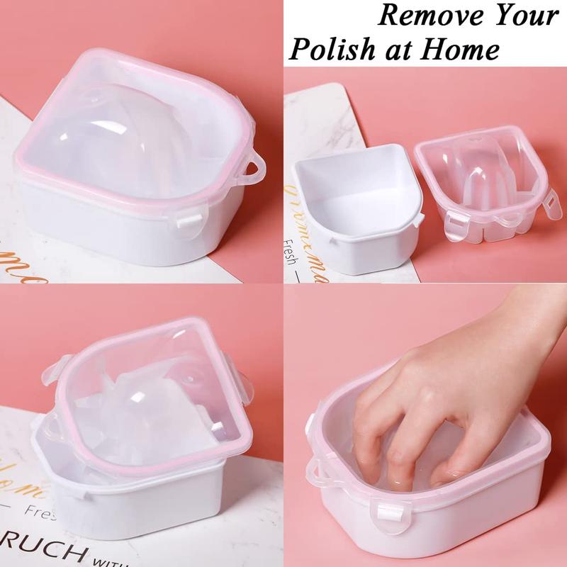 Nail Soaking Bowl, Gel Nail Polish Remover Kit, Manicure Bowl for Hand, Dip Powder Remover Tools, Nail Soak Off Bowl for Acrylic Nails, Nail Brush, Cuticle Pusher, Cuticle Peeler, 100180 Nail File,