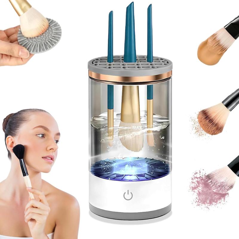 Electric Makeup Brush Cleaner - Makeup Brush Cleaner Machine with Brush Clean Mat, Quick Efficient Machine for Deep Cleaning All Types of Brushes Set for Makeup Lovers & Professionals (Black)