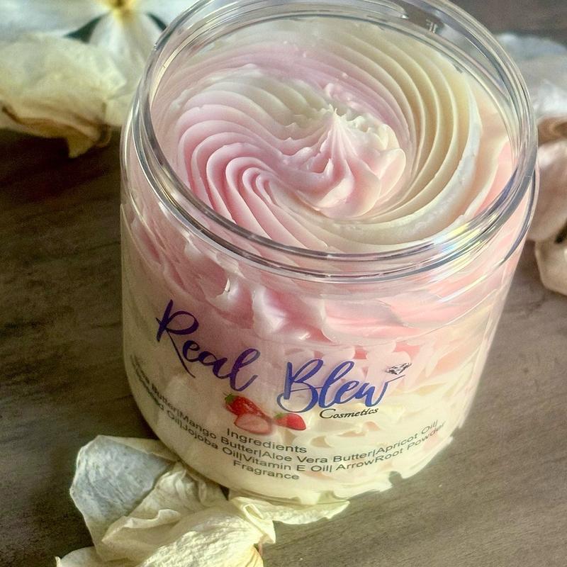 “Strawberry Shortcake” Whipped Body Butter Skincare Moisturizer for all skin types Aloe Aloevera Body Care Lotions Moisture Scent