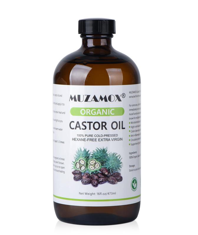 Organic Castor Oil Cold Pressed Glass Bottle, Pure, Cold Pressed and Hexane Free, 16 fl oz Comforting Moisturizing Skin Hair Care Haircare