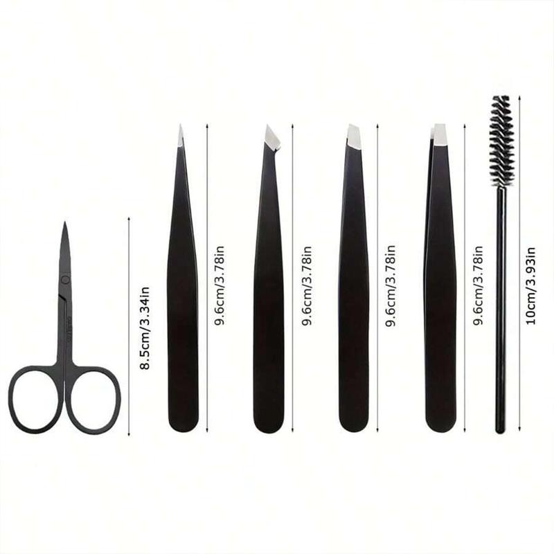 Eyebrow Tweezers Set with Curved Scissors & Eyelash Brush, 1 Set Multifunctional Eyebrow Clip, Professional Makeup Tools for Women