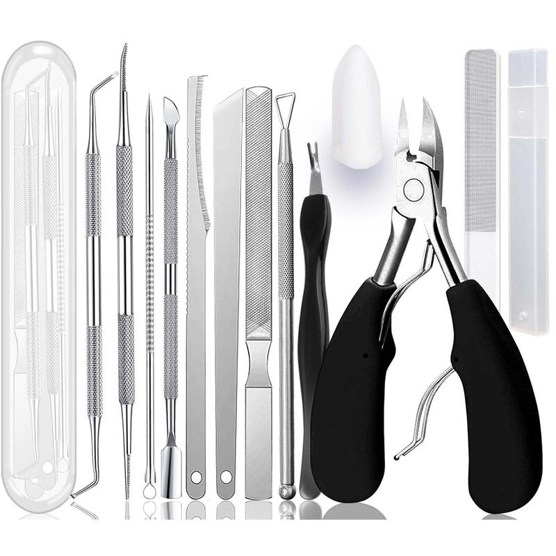 Ingrown Toenail Pedicure Tool Kit,  File and  Lifter Pusher Double-Sided  Manicure Kit Stainless Steel  Care  for  Correction Polish  (11  Set)