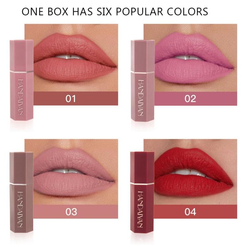 Long-lasting Matte Lipstick Set, 6 Counts box Waterproof Moisturizing Lipstick, Suitable for All Occasions Lip Makeup, Girls and Women Makeup Accessories