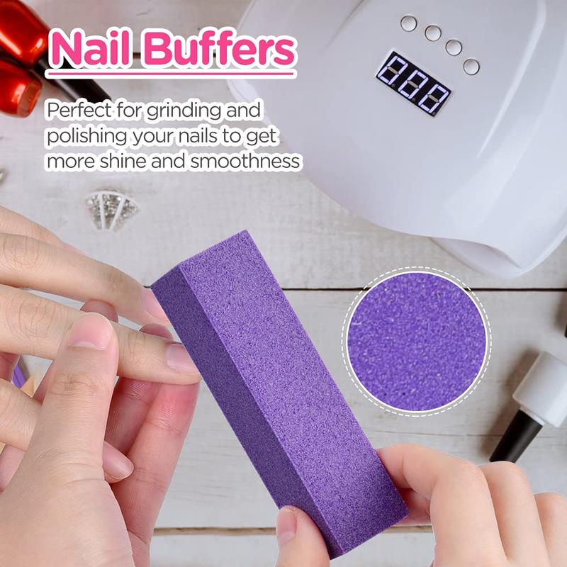 Nail Files and Buffer, Professional Manicure Tools Kit Rectangular Art Care Buffer Block Tools 100 180 Grit 12count Pa(White)