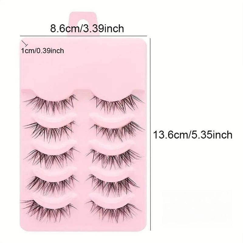 Cat Eye False Eyelashes, 5 Pairs Natural Curling Eye Makeup Strip Lashes, Full Volume Eyelash for Lashes Extensions, Volumized False Eyelashes for Women and Girls Eye Makeup Enhancement