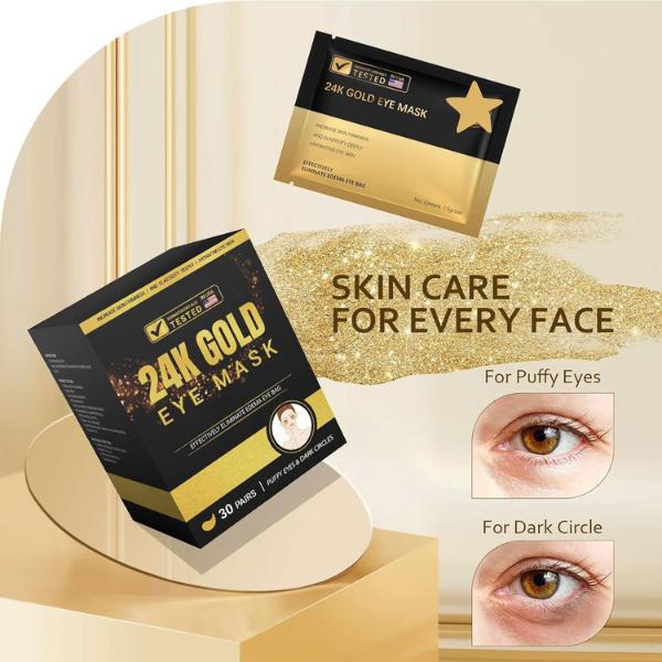 Under Eye Patches (30 Pairs), 24K Gold Under Eye Mask for Puffy Eyes, Dark Circles,Bags and Wrinkles with Collagen