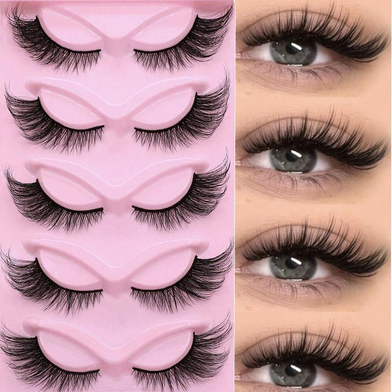 Natural Look Cat Eye Eyelash Extensions, 5 Pairs Self Grafting Curl Eyelashes, Eye Makeup Enhancement False Eyelashes for Women & Girls