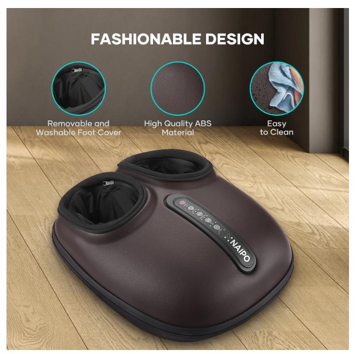 Foot Massager Machine with Heat, Shiatsu Deep Kneading Delivers Relief for Tired Muscles and Plantar Fasciitis, Relax for Home and Office, Fits up to Size 12