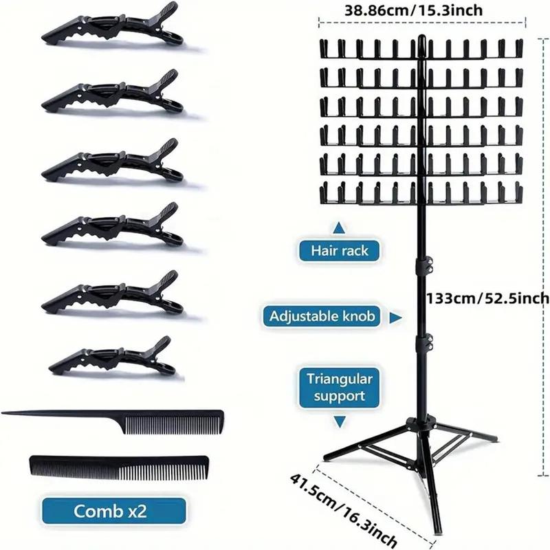 Hair Braiding Rack with Hair Clip and Comb, Hair Extension Holder Hair Divider Rack for Braiding Hair Separator Stand Display Stand, Heatless Curlers Heatless Styling Tools, Hair Products, Boyfriend Gift