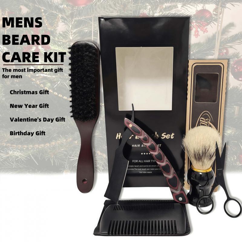 Men's Beard Grooming Kit, 6 Counts set Beard Care Kit, Beard Shaving Tool Set, Great for Men & Stylists & Barber &  Barbershop & Salon & Home Use