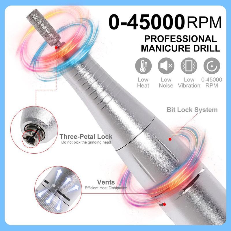 Nail Drill Machine Kit, USB Rechargeable Nail Polishing Machine with 6 Types Nail Drill Bits, Portable Acrylic Nail Drill Gel Art Remover, Manicure & Pedicure Tools Set