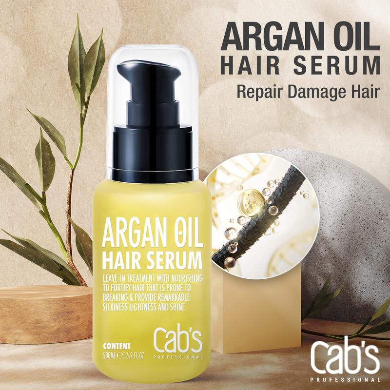 Cab's Argan Hair Oil for Anti-Heat, Nourishing and Repair - Hair Serum to Add Silky Shine to Damaged Hair, Paraben Free, Sulfate Free 1.69 fl oz Haircare Moisture