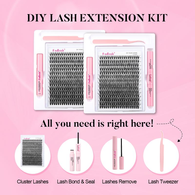  DIY Lash Extension Kit（Lashes Clusters+Bond and Seal+Glue Remover+Tweezers）