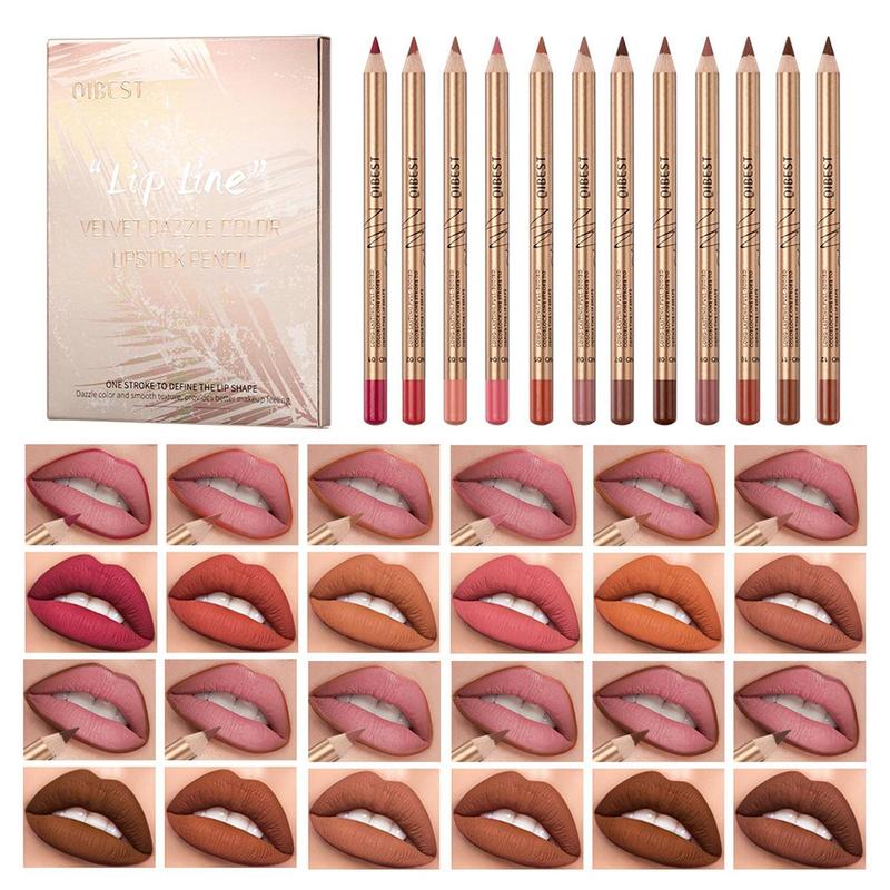 Long Lasting Lip Liner & Moisturizing Fruit Flavor Lip Balm, 12pcs Matte Lip Liner and 6 Counts Hydrating Lip Moisturizer Balm for Girls and Women