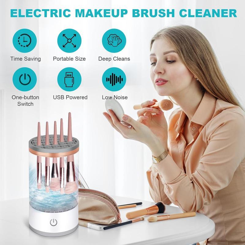 Christmas Electric Makeup Brush Cleaner, Automatic Makeup Brush Cleaner Machine, Electric Spinning Cleaner, Super-fast for Most Size Brush