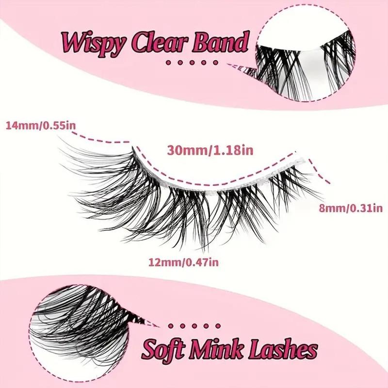 Cat Eye False Eyelashes, 5 Pairs Natural Curling Eye Makeup Strip Lashes, Full Volume Eyelash for Lashes Extensions, Volumized False Eyelashes for Women and Girls Eye Makeup Enhancement