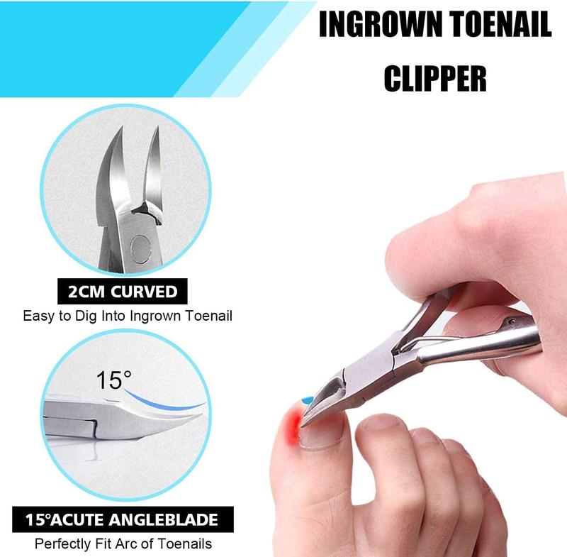 Toenail Tool Kit (9PCS), Professional Toe Nail Clipper Set for Ingrown & Thick Nail, Stainless Steel Ingrown Toenail Kit, Surgery Grade Manicure Pedicure Tool