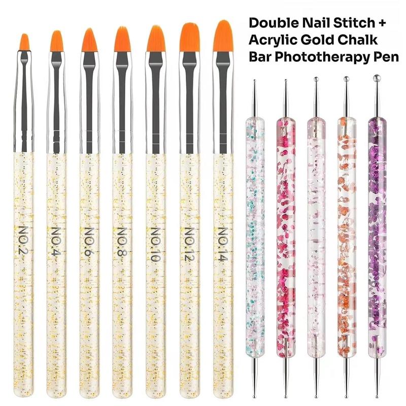 Nail Art Brush Set, 1 Set Double-ended  Nail Art Dotting Pen, Nail Art Tool for Women & Girls, Professional Manicure Tool for Home & Salon Use