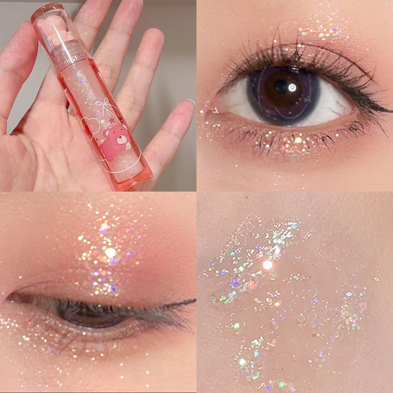 Glossy Liquid Eyeshadow, Cosmetic Shimmering Eye Shadow, Comfort Glittering Highlighting Liquid Stick for Crystal Eye Makeup, Sparkling Eyeliner Lying Silkworm Stick