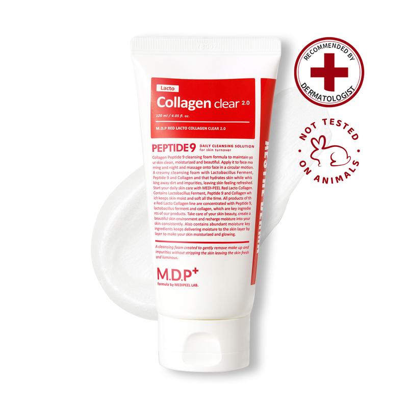 [MDP+ Official Shop] MEDI-PEEL RED LACTO COLLAGEN CLEAR 2.0, Peptide, Pore Tightening, Daily Moisturizing Cleanser, Deep Pore Cleansing, Foaming Facial Wash, Facial Cleansing | 4.05 fl.oz, 120ml