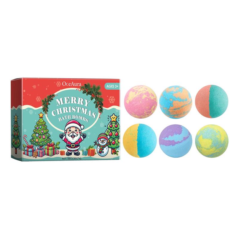 Christmas Themed Bath Bomb, 1 Box Moisturizing Long Lasting Fragrance Bath Ball, Body Care Product for Women & Men, Christmas Gift