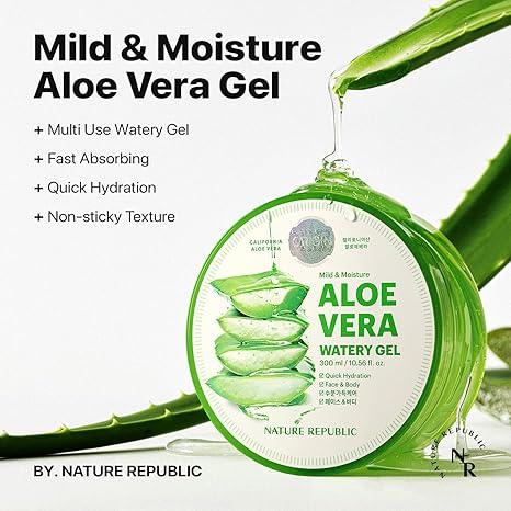 Nature Republic New Soothing Moisture Aloe Vera Gel 92 Percent Korean Cosmetics, 10.56 Fluid Ounce