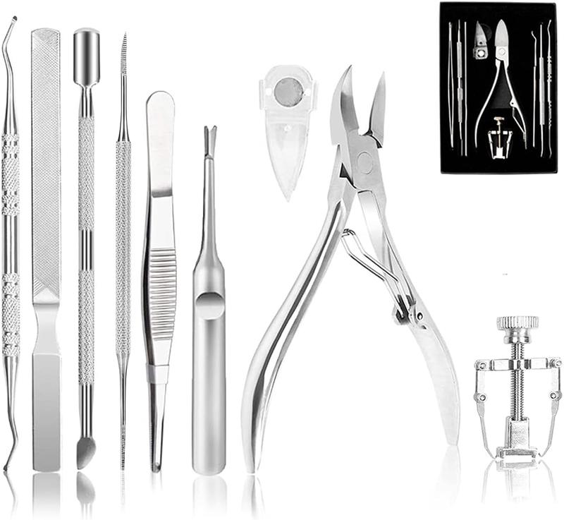 Toenail Tool Kit (9PCS), Professional Toe Nail Clipper Set for Ingrown & Thick Nail, Stainless Steel Ingrown Toenail Kit, Surgery Grade Manicure Pedicure Tool