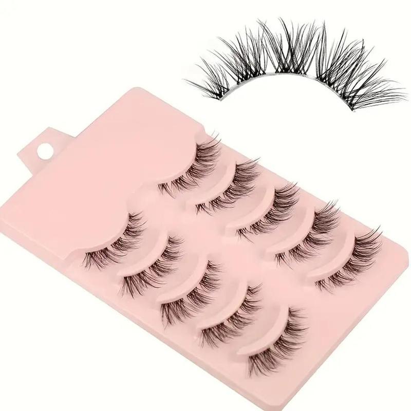 Cat Eye False Eyelashes, 5 Pairs Natural Curling Eye Makeup Strip Lashes, Full Volume Eyelash for Lashes Extensions, Volumized False Eyelashes for Women and Girls Eye Makeup Enhancement