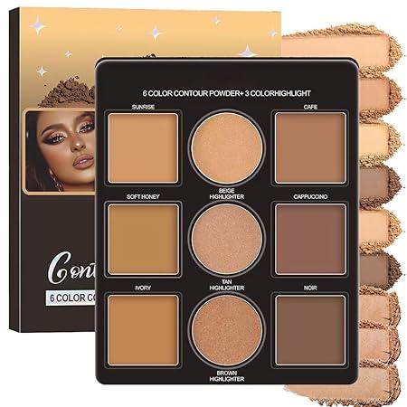 Professional Light Medium Brown Contour Highlight Palette,Easy Blending, Long-lasting formula, Sculpt & Highlighting,Matte and Shimmer Finish-9A