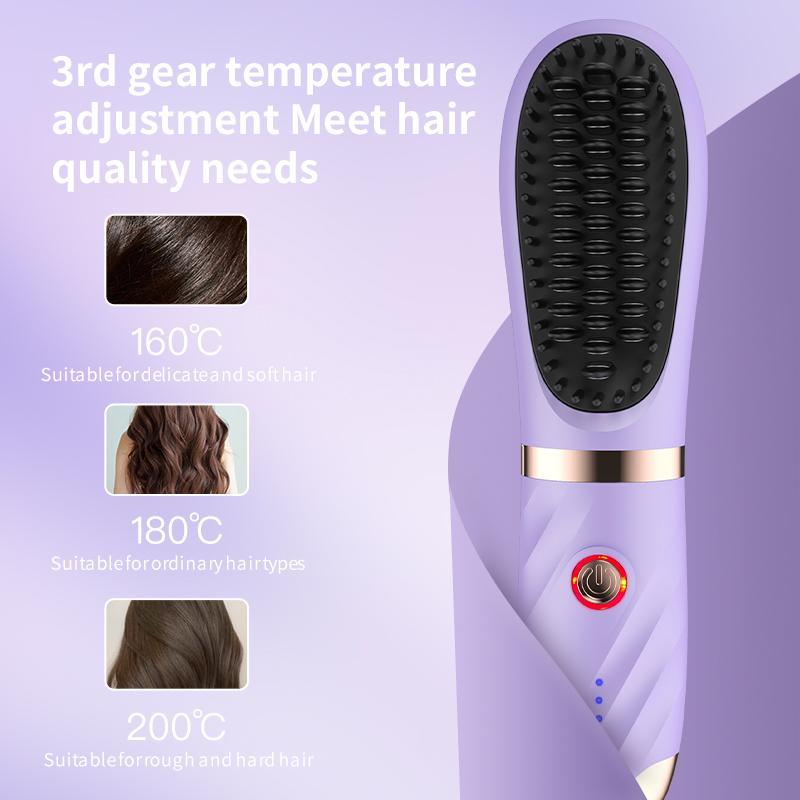 Portable Wireless Hair Straightener, Rechargeable Hair Straightening Comb, Hair Styling Tool for Home & Travel, Hair Care & Styling Product, Christmas Gift