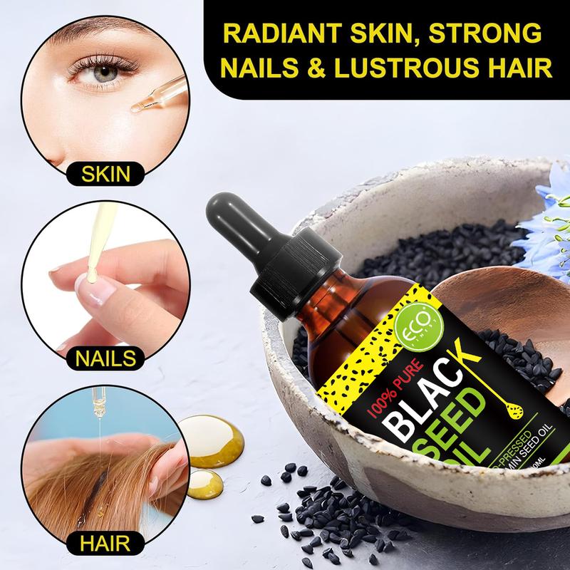 ECO FINEST Black Seed Oil - 3 Times Thymoquinone, Cold-Pressed, 100% Turkish Black Cumin Seed Oil, Liquid Pure Blackseed Oil,