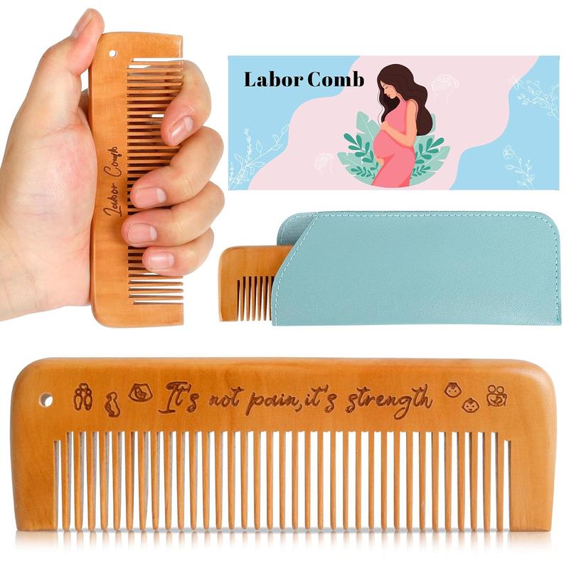 Rectangular Labor Comb - Birthing and Delivery  for , Wooden Birth Gift for  Moms