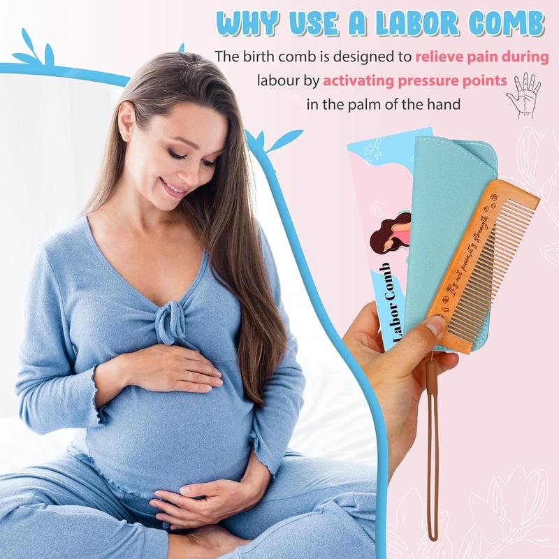 Rectangular Labor Comb - Birthing and Delivery  for , Wooden Birth Gift for  Moms