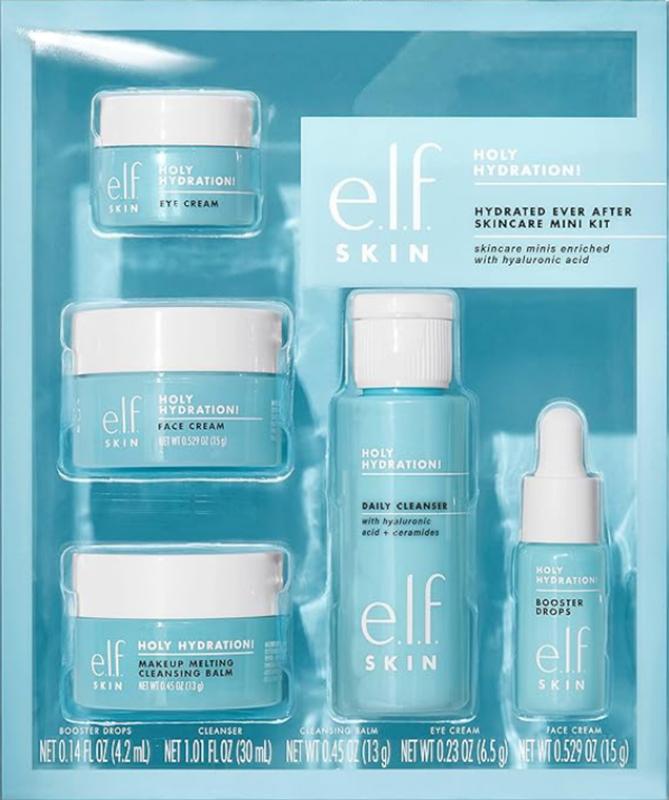 E.l.f. SKIN Hydrated Ever After Skincare Mini Kit - Cleanser, Makeup Remover, Moisturiser & Eye Cream for Skin Repair and Moisture Comfort Moisturize